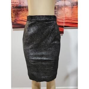 Vintage Jacqueline Ferrar Size 12 Leather Metallic Look Pencil Skirt Black #7